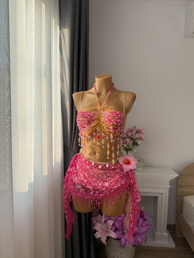 Conjunto Sereia Rosa Dourada